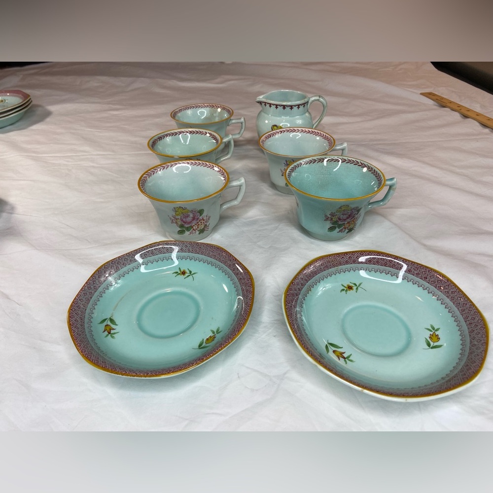 Adams Calyx Ware Tea Cups Saucers Creamer chips and stains Arts & Crafts - Picture 3 of 13